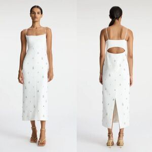 NWT A.L.C. Alana Jewel Embellished Midi Dress White Size 2